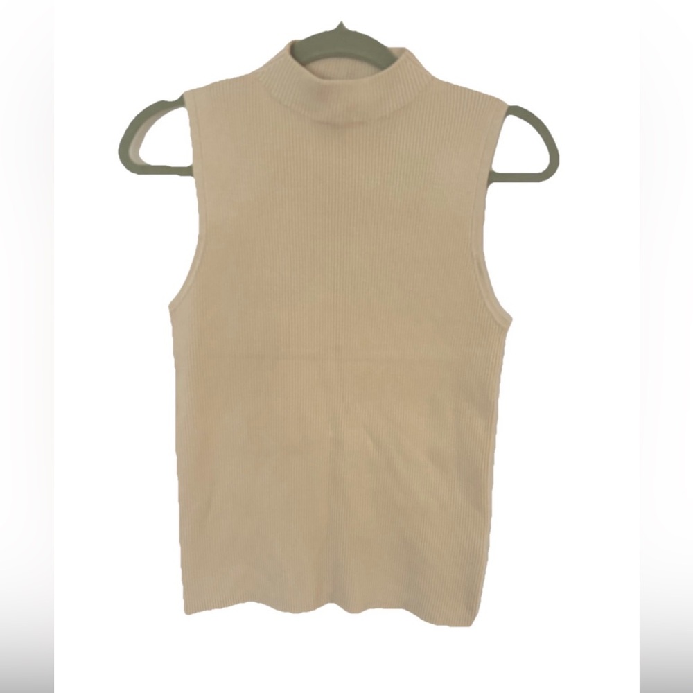 Halston Heritage Beige Sleeveless knit Top